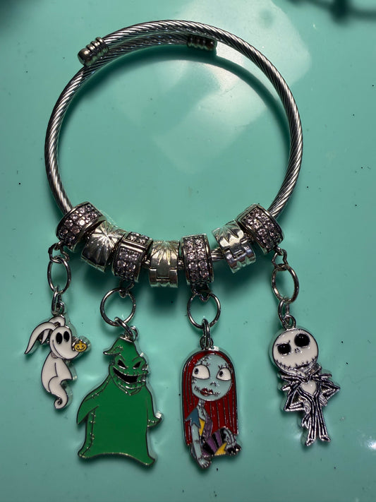 925 Sterling Silver Nightmare-Inspired Charm Bracelet